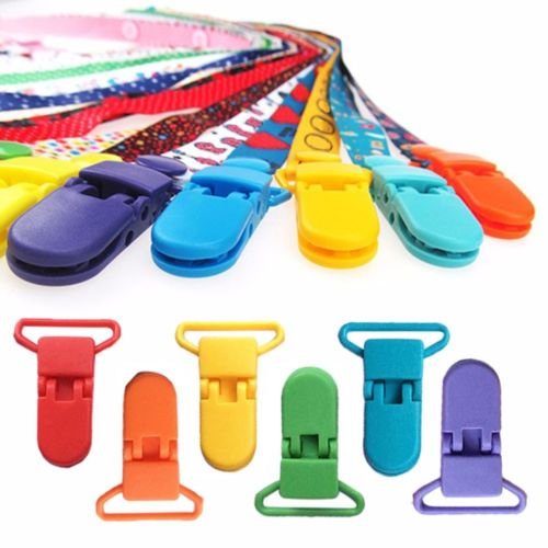 10pcs Colored Plastic Suspender Soother Pacifier Holder Dummy Clips For Baby New