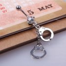 Handcuffs Belly Button Rings Crystal Rhinestone Navel Bar Body Piercing Jewelry