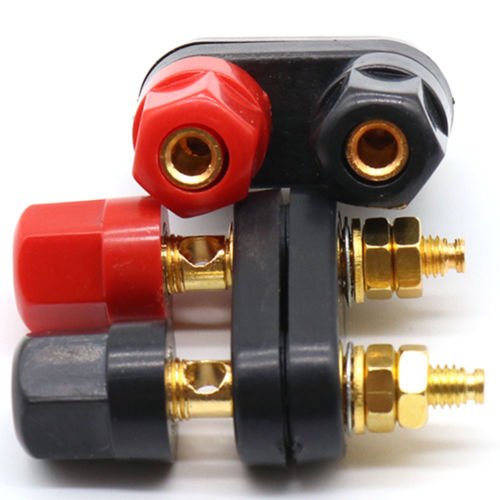 Black Connector Adapter Dual Audio Plug Terminal Banana Jack Speaker Amplifier