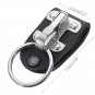 Men Stainless Steel Leather Detachable Key Chain Belt Clip Ring Holder Keyring