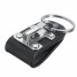 Men Stainless Steel Leather Detachable Key Chain Belt Clip Ring Holder Keyring