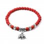Fashion Tibet silver elephant Pendant White turquoise beads 6mm Elastic bracelet