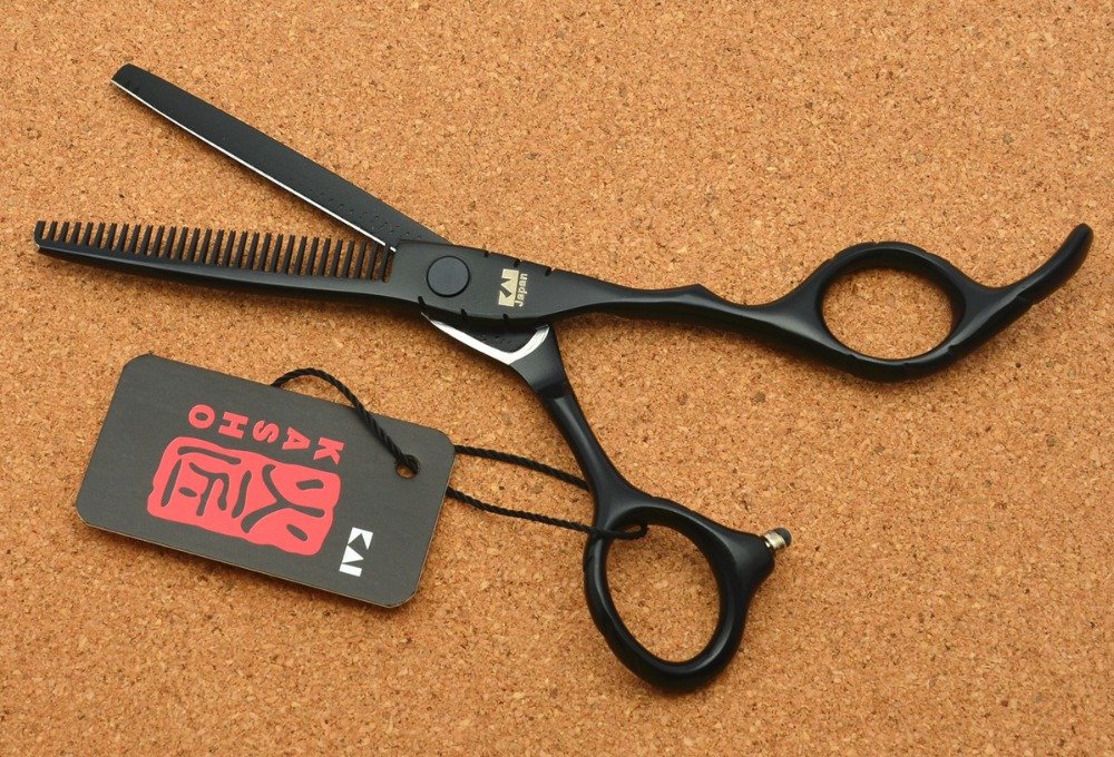 6.0&" Japan Kasho 440C Black Color Hairdressing Scissors Cutting Shears Thinning