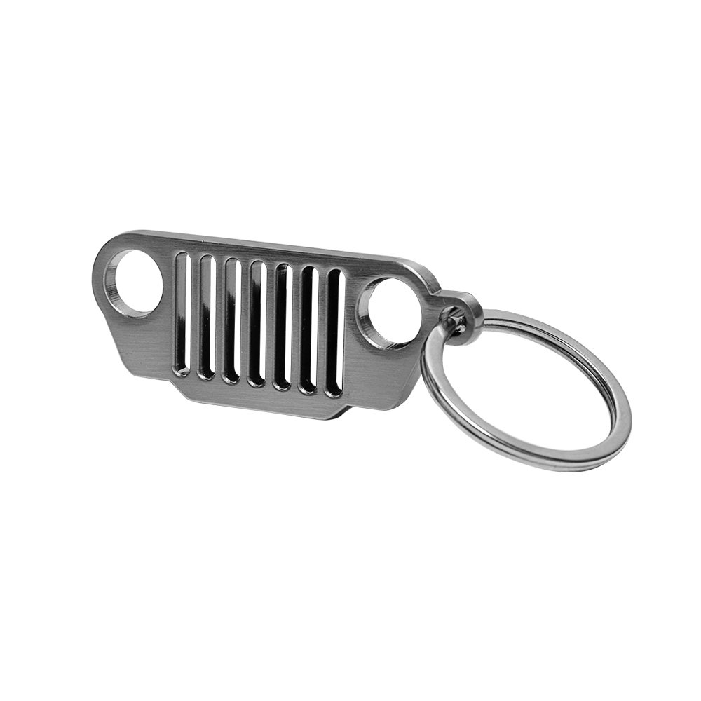 Stainless Steel Front Grille Keychain Keyring with Ring Jeep Wrangler JK JL U8