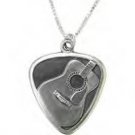 Jeffrey David Silver Guitar Pick with Acoustic Guitar Pendant
