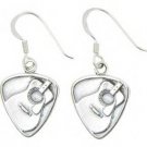 Jeffrey David Silver Guitar Pick with Acoustic Guitar Earrings