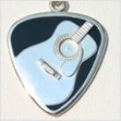 Acoustic Guitar Pick Necklace w/Black Enamel