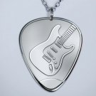 Solid Silver Plectrum Guitar Pick with Strat design.
