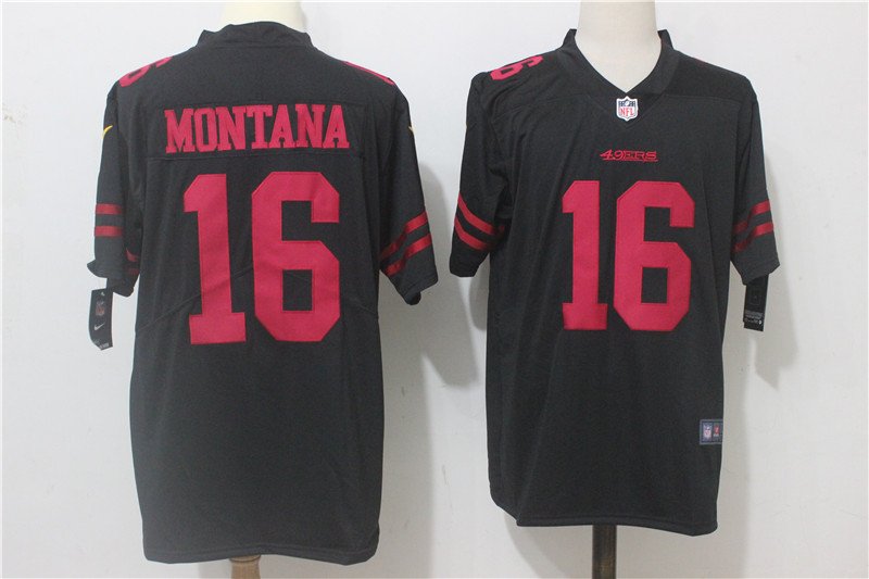Joe Montana #16 San Francisco 49ers Men's Limited Player Jersey Black,Jersey Sale
