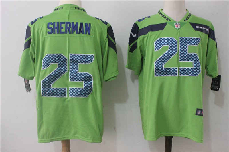 Sherman #25 Men's Seattle Seahawks Color Rush Limited Player Jersey Green,Jersey Outlet