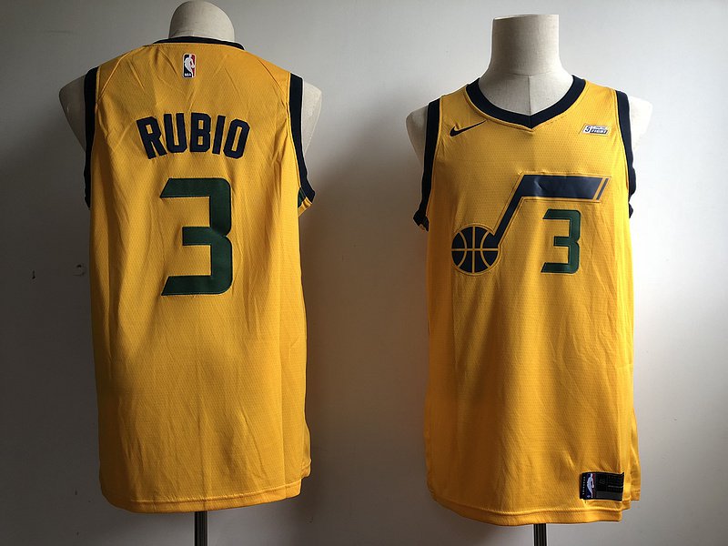 Ricky Rubio 3# Men's Utah Jazz Gold Player Jersey Replica
