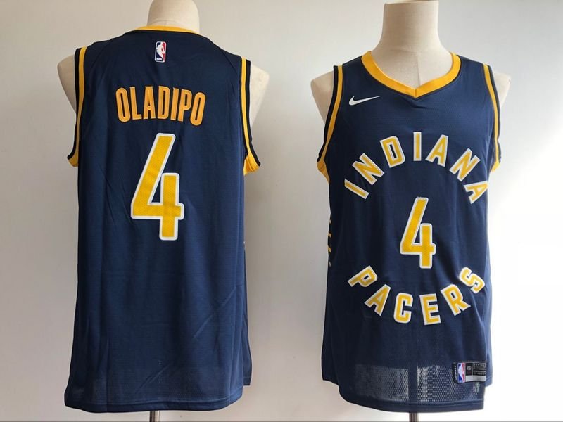 Victor Oladipo #4 Men's Pacers Black Replica Jersey Stitched