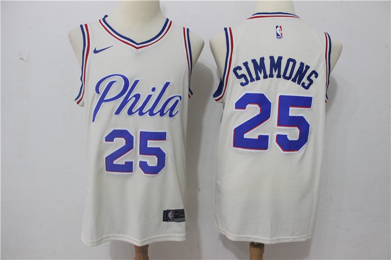 Ben Simmons Men's Philadelphia 76ers #25 Replica jersey Stitched White