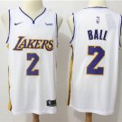 Men's Los Angeles Lakers Lonzo Ball #2 White Replica Jersey Stitched