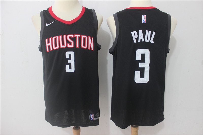 Men's Rockets Chris Paul #3 Stitched Swingman Jersey Black
