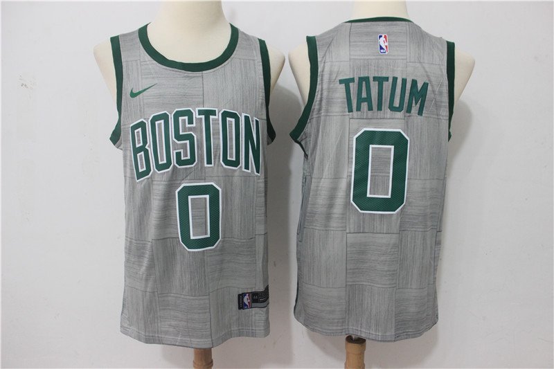 Jayson Tatum 0 Men's Celtics Replica Jersey City Edition Gray