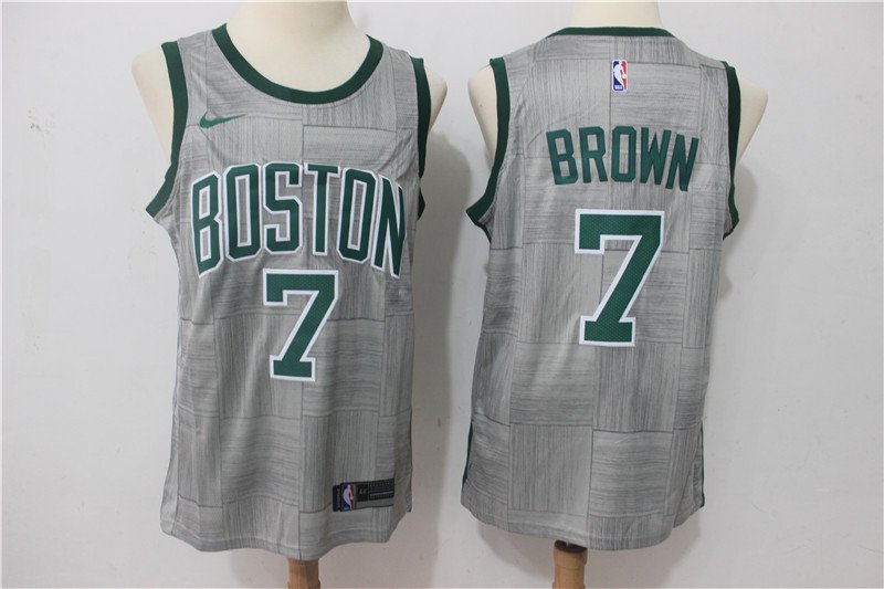 Jaylen Brown #7 Men's Celtics Replica Jersey City Edition Gray