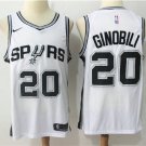 Men's San Antonio Spurs Manu Ginobili #20 White Stitched Replica Jersey