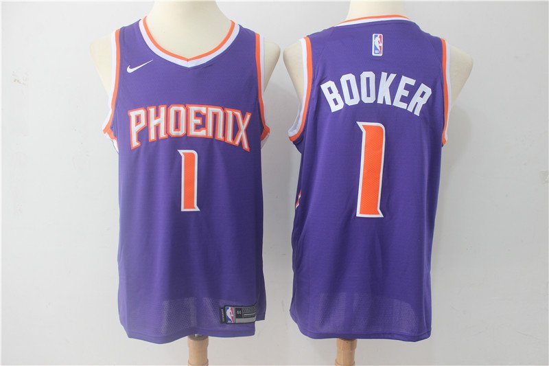 Men's Phoenix Suns Devin Booker #1 Purple Swingman Jersey Stitched