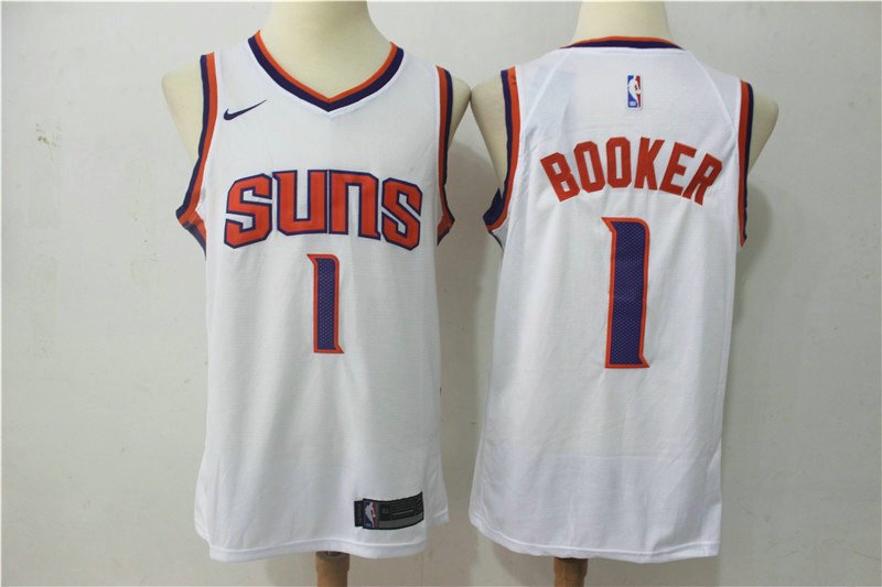 Devin Booker 1 Men's Phoenix Suns White Stitched Swingman Jersey