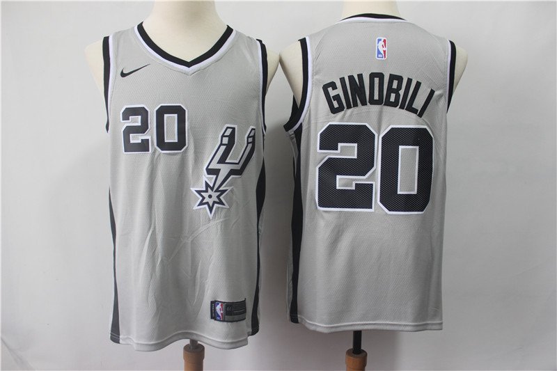GINOBILI 20 San Antonio Spurs Men's Gray Stitched Statement Jersey