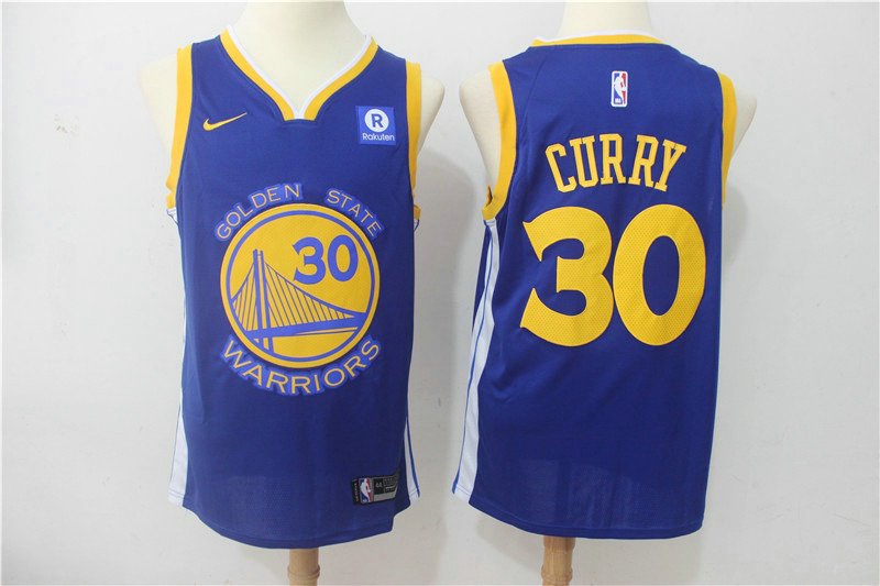 Men's Warriors #30 Stephen Curry Royal Stitched Swingman Jersey Statement