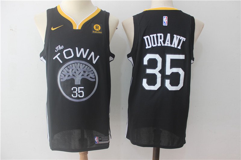 Men's Warriors Kevin Durant #35 Black Stitched Swingman Jersey Statement