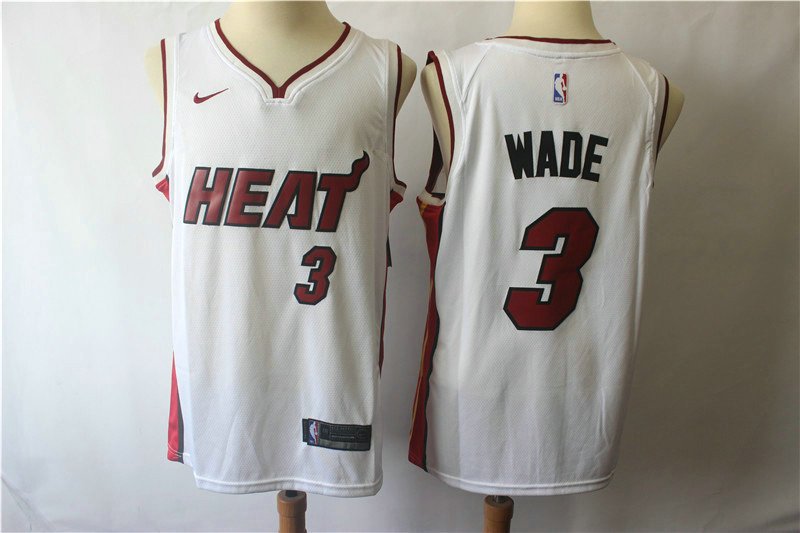 Men's Heat Dwyane Wade #3 Replica Swingman Jersey White