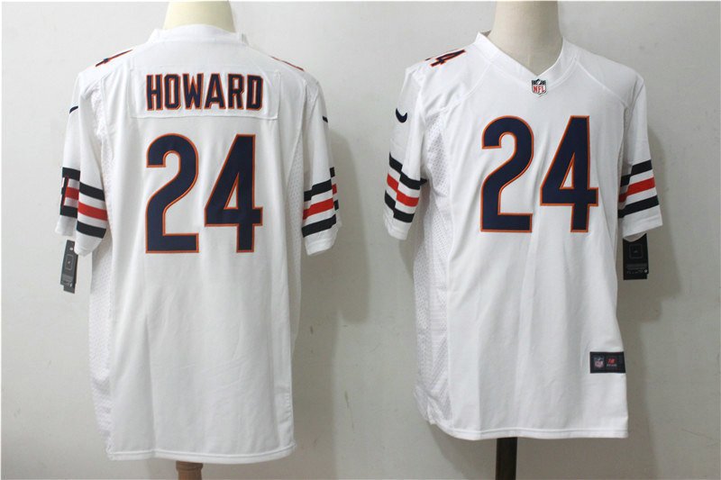 Jordan Howard #24 Men's Chicago Bears White Football Game Jersey