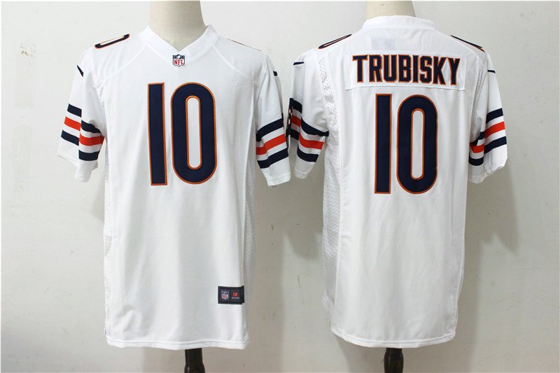 Mitchell Trubisky #10 Men's Chicago Bears White Football Game Jersey