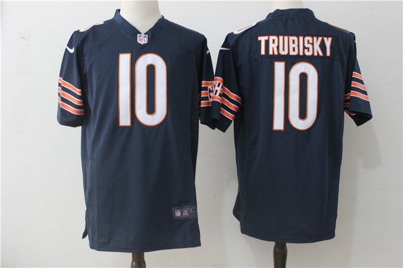 Men's Chicago Bears #10 Mitchell Trubisky Player Game Jersey Navy