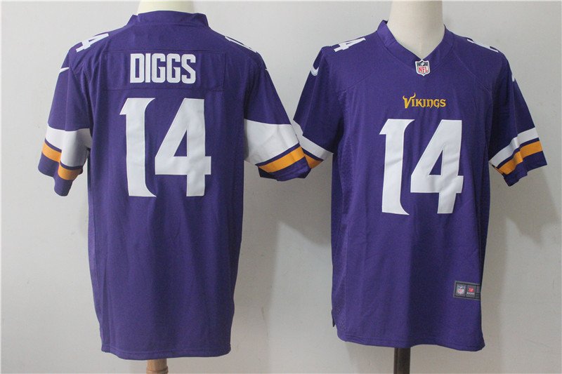 Minnesota Vikings Stefon Diggs #14 Men's Stitched Game Jersey Purple