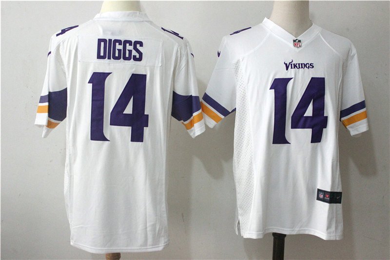 Men's Vikings #14 Stefon Diggs Stitched Game Jersey White