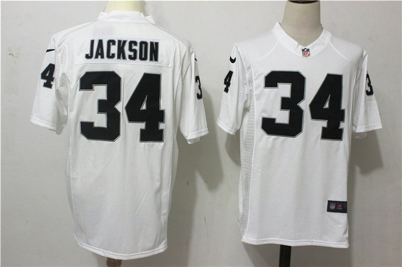 Men's Raiders Bo Jackson #34 Stitched Player Game Jersey White