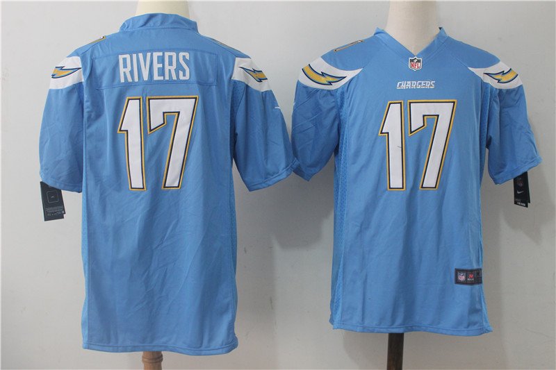 Philip Rivers #17 Men's Chargers Blue Color Rush Game Jersey Stitched
