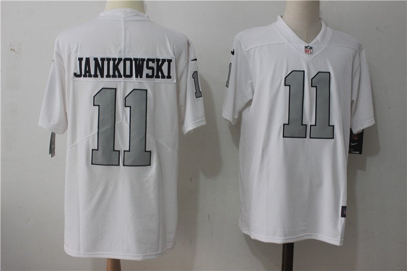 JANIKOWSKI 11th Men's Raiders White Color Rush Limited Player Jersey