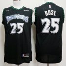 Derrick Rose #25 Men's Timberwolves Black Replica Jersey Stitched