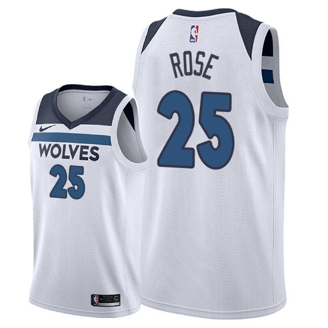 Men's Timberwolves Derrick Rose #25 Stitched Replica Jersey White