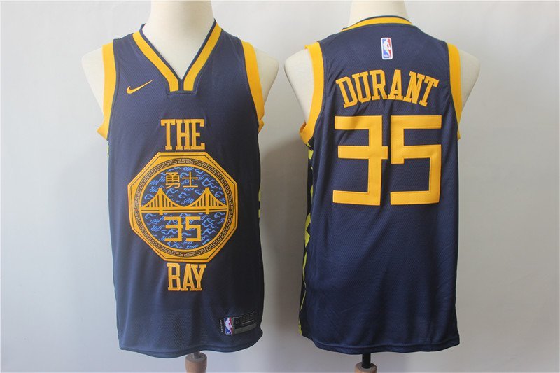 Kevin Durant #35 Men's Warriors 1819 Replica Jersey City Edition Black