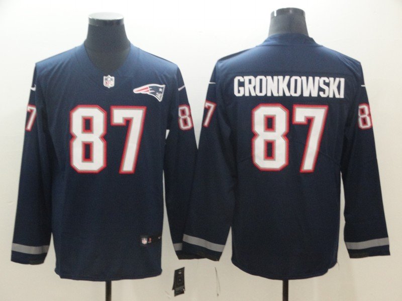 Rob Gronkowski #87 Men's Patriots Long Sleeve Limited Player Jersey Navy