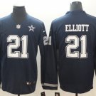 Ezekiel Elliott #21 Men's Cowboy Navy Long Sleeve Limited Player Jersey