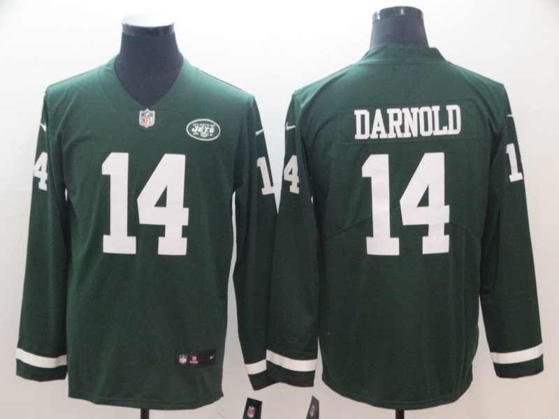 Sam Darnold #14 Men's NY Jets Green Long Sleeve Limited Player Jersey