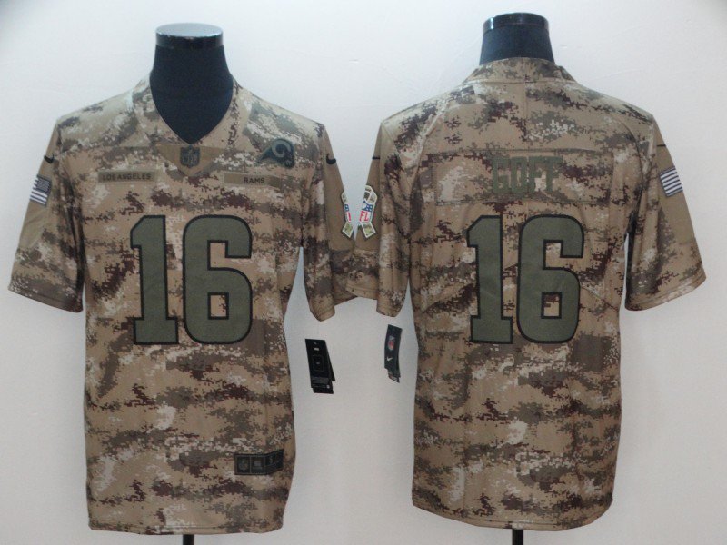 Men's Rams #16 Jared Goff Salute to Service Limited Jersey Camo