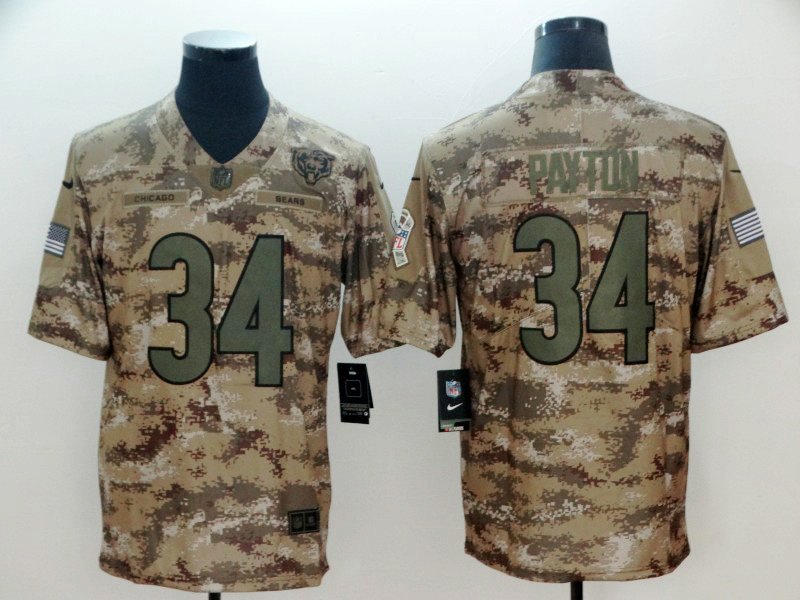 Men's Bears #34 Walter Payton Salute to Service Player Limited Jersey Camo