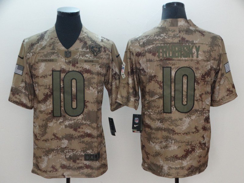 Men's Bears #10 Mitchell Trubisky Salute to Service Limited Player Jersey Camo