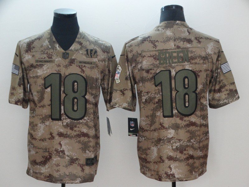 Men's Bengals #18 AJ Green Salute to Service Limited Player Jersey Camo
