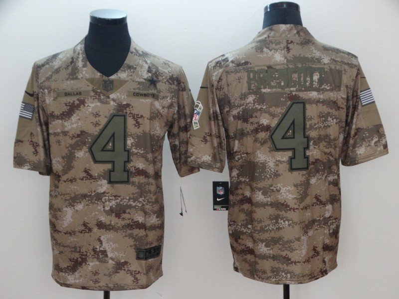 Men's Cowboys Dak Prescott #4 Camo Salute to Service Player  Limited Jersey