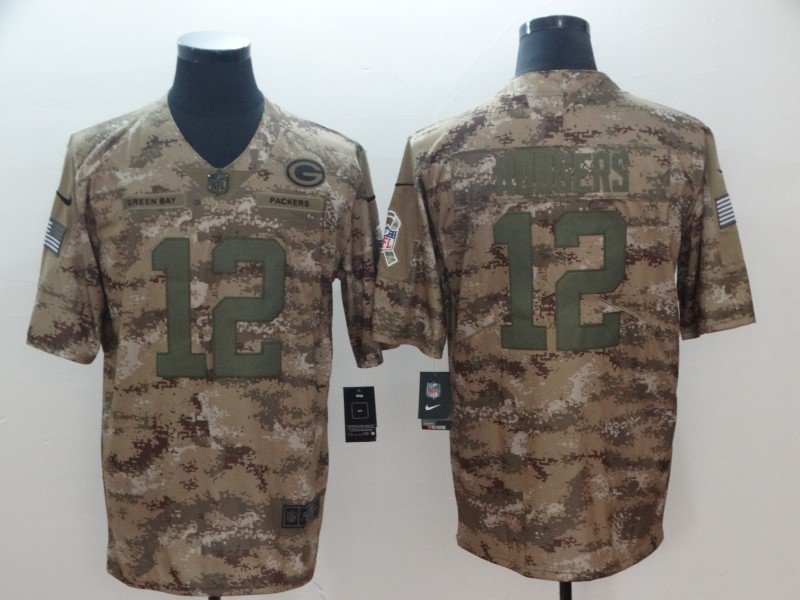 Men's Packers Aaron Rodgers #12 Salute to Service Limited Player Jersey Camo