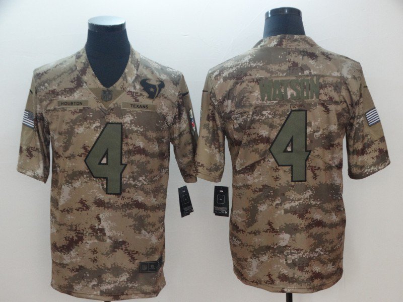 Men's Texans Deshaun Watson #4 Salute to Service Limited Player Jersey Camo