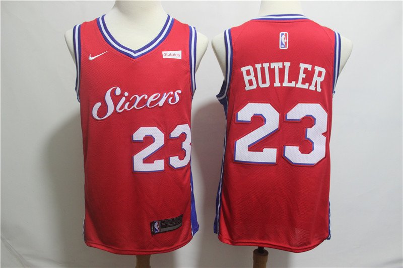 Jimmy Butler 23 Men's 76ers Stitched Swingman jersey Red